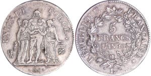 5 francs Hercule union et force - An 10 L (Bayonne) A (Paris)