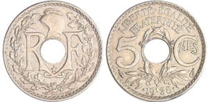 5 centimes Lindauer maillechort .1938. *