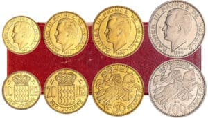 Monaco - Rainier III - Boitier essai de la 10, 20, 50 et 100 francs 1950
