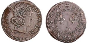 Champagne - Charles II de Gonzague - Denier tournois 1651