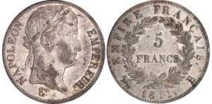 5 francs Napoléon revers empire - 1811 B (Rouen)