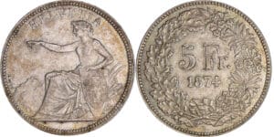Suisse - 5 francs 1874 B