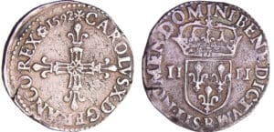 Charles X (1589-1590) - Quart d'écu - 1592 B (Rouen)