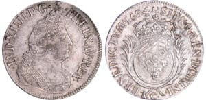 Louis XIV (1643-1715) - ½ écu aux palmes - 1694 C (Caen) flan réf