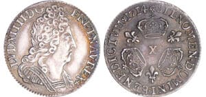 Louis XIV (1643-1715) - 1/10 écu aux 3 couronnes - 1714 X (Amiens)
