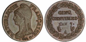 Directoire (1795-1799) - 5 centimes Dupré grand module An 7 A (Paris)