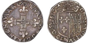 Henri IV (1589-1610) - Quart d'écu de Navarre - 1592 (Saint-Palais )