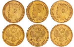 Russie - Nicolas II - 5 roubles 1897, 1898, 1899 AΓ (Saint-Pétersbourg)