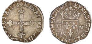 Henri III (1574-1589) - Quart d'écu - 1586 L (Bayonne)