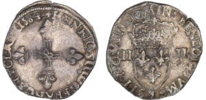 Henri III (1574-1589) - Quart d'écu - 1584 9 (Rennes)