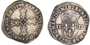Henri IV (1589-1610) - Quart d'écu à la croix feuillue - 1594 L (Bayonne)