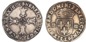 Henri IV (1589-1610) - Quart d'écu à la croix feuillue - 1606 L (Bayonne)