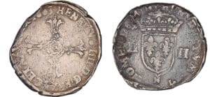 Henri IV (1589-1610) - Quart d'écu à la croix feuillue - 1603 N (Montpellier)