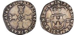 Henri IV (1589-1610) - Quart d'écu à la croix feuillue - 1610 L (Bayonne)