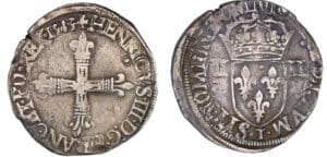 Henri III (1574-1589) - Quart d'écu - 1583 T (Nantes)