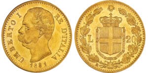 Italie - Umberto Ier - 20 lire 1881 R (Rome)