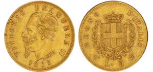 Italie - Vittorio Emanuele II - 5 lire 1865 T (Turin)