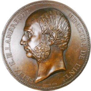 France - Felix Lambrecht, 1872 , Ministre de l'intérieure, Fonte de bronze uniface, par Borrel