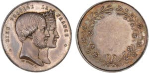 France - Henri V, Médaille de mariage du Comte et de la Comtesse de Chambord, ND, par Le Saché