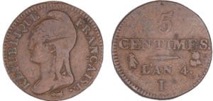 Directoire (1795-1799) - 5 centimes Dupré petit module An 4 I (Limoges)