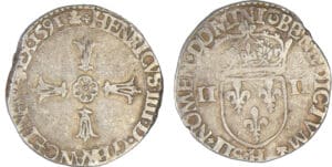 Henri IV (1589-1610) - Quart d'écu à la croix feuillue - 1591 H (La Rochelle)