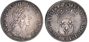 Louis XIII (1610-1643) - 1/12 d'écu du 2ème poinçon de Warin - 1643 A (Paris), Point et avec baies
