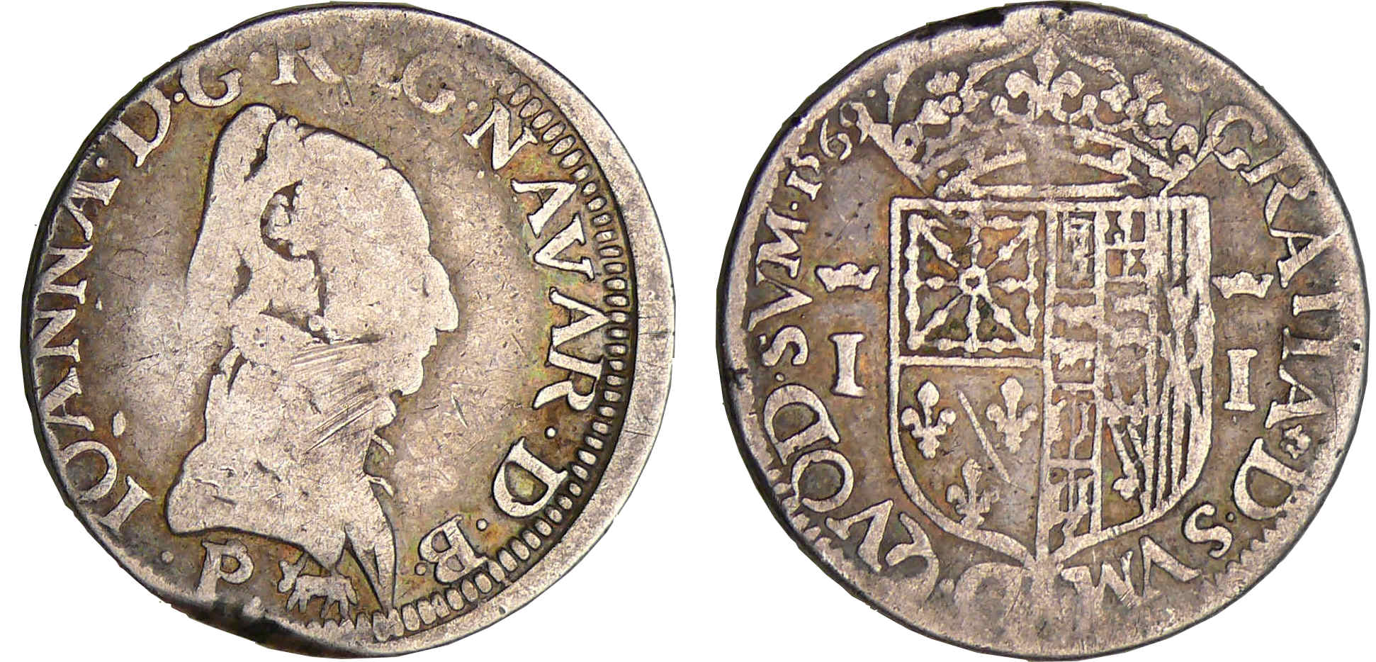 Navarre - Jeanne d'Albret - Teston 1569 (Pau) Navarre - Jeanne d'Albret - Teston 1569 (Pau)
