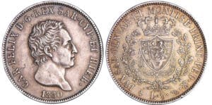 Italie - Carlo Felice (1821-1831) - 5 lire 1830 (Turin)
