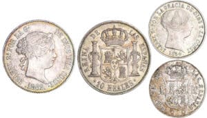 Espagne - Isabel II (1833-1868) - Lot de 2 monnaies - 10 reales 1862 et 4 reales 1854