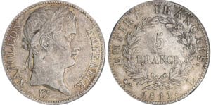 Napoléon 1er (1804-1814) - 5 francs revers empire 1811 L (Bayonne)