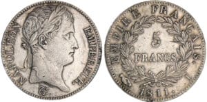 Napoléon 1er (1804-1814) - 5 francs revers empire 1811 I (Limoges)