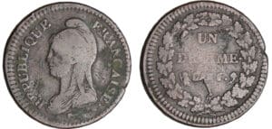 Directoire (1795-1799) - 1 décime Dupré - surfrappe du 2 décimes An 6 A (Paris)