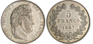 Louis-Philippe Ier (1830-1848) - 5 francs tête laurée 3ème type 1847 A (Paris)