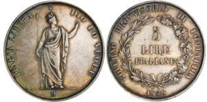 Italie - Gouvernement provisoire - 5 lire 1848 (Milan)