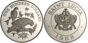 Saint Lucia - 100 dollars 1988