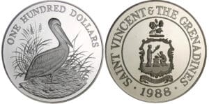 Saint Vincent - 100 dollars 1988