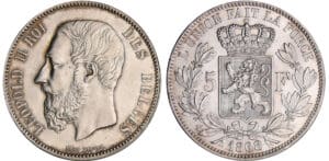 Belgique - Léoplod II (1865-1909) - 5 francs 1868