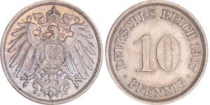 Allemagne - 10 pfennig 1907 F (Stuttgart)