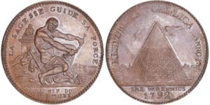 Monneron de 2 sols à l'Hercule - 1792 surfrappé sur un monneron de 2 sols à la Liberté assise