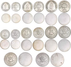 Tunisie - Série de 14 épreuves unifaces 1960 en argent