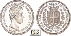 Italie - Carlo Alberto (1831-1849) - 50 centesimi 1845 (Turin)