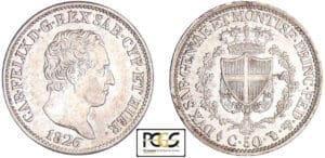 Italie - Carlo Felice (1821-1831) - 50 centesimi 1826 (Turin)