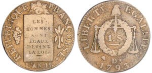 Convention (1792-1795) - Sol à la balance - An II - 1793 D (Lyon)