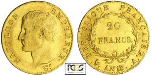 Napoléon 1er (1804-1814) - 20 francs tête nue An 13 A (Paris)