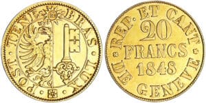 Suisse - Genève - 20 francs 1848