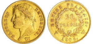 Napoléon 1er (1804-1814) - 20 francs revers empire 1809 W (lille)