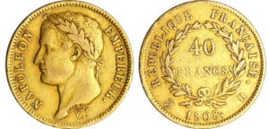 Napoléon 1er (1804-1814) - 40 francs revers république 1808 H (La Rochelle)