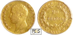 Napoléon 1er (1804-1814) - 20 francs tête nue An 14 W (lille)