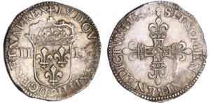 Louis XIV (1643-1715) - ¼ d'écu, frappe au marteau, avers côté écu de France - 1646 9 (Rennes)