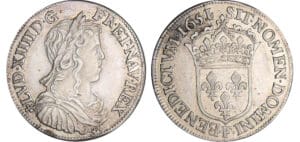 Louis XIV (1643-1715) - ½ écu à la mèche longue - 1651 F (Angers) sans la rosette